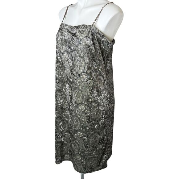 Y2K Paisley sequin spaghetti strap dress plus size 1X Taupe Black velour - Picture 2 of 8